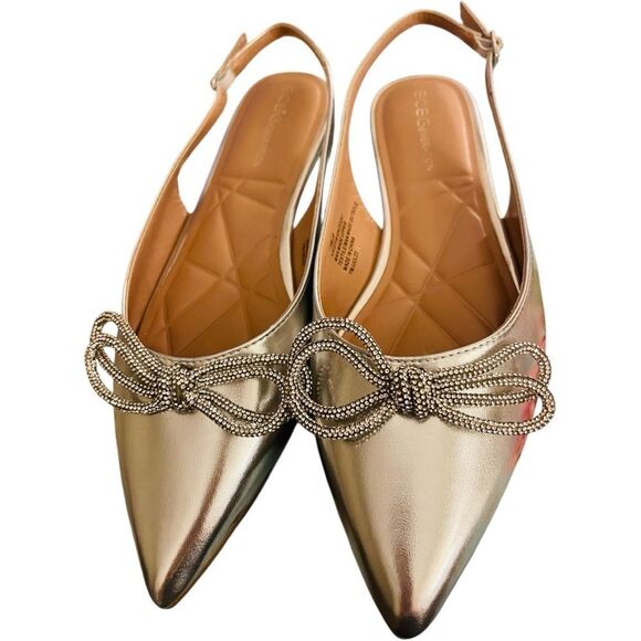 BCBGeneration Kristin Silver Pointed Flat Slingback - Picture 1 of 9